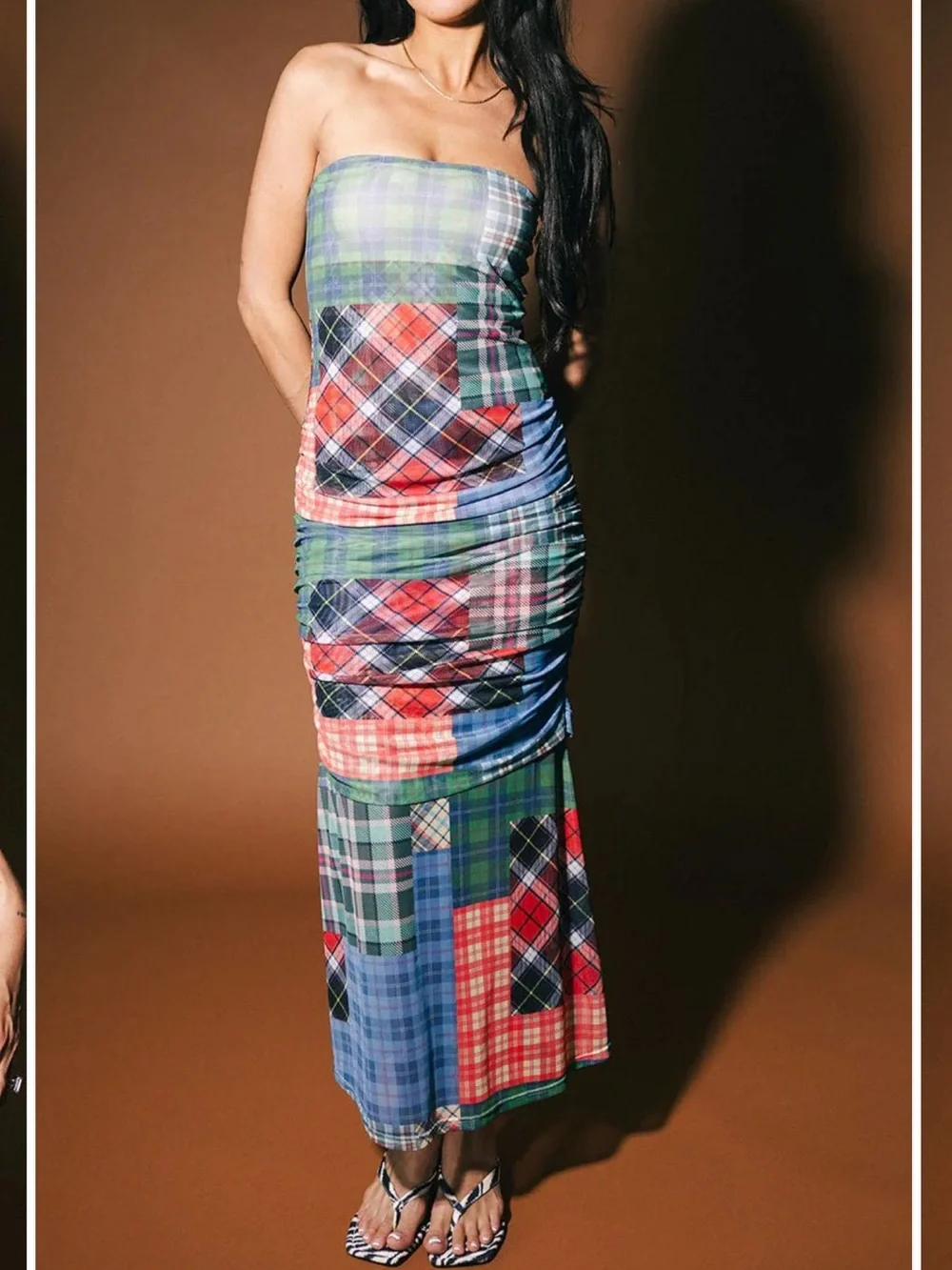 Dressed in Lala Girl From Mars Mesh Dress + Shawl in Mixed Plaids - Picture 7 of 15